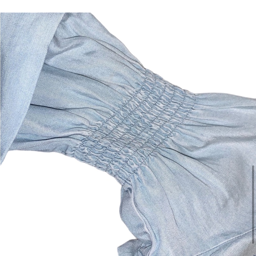 MISS ME: Denim Floral Embroidery Long Sleeve Blouse Size Small - Picture 9 of 13